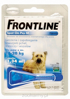 FrontLine Pies M 10kg - 20kg  1 pipeta  - na pchły i kleszcze
