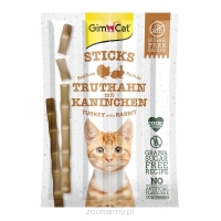 GimCat Kot Sticks kabanosy przysmak dla kota Grain Free z indykiem i królikiem 4szt